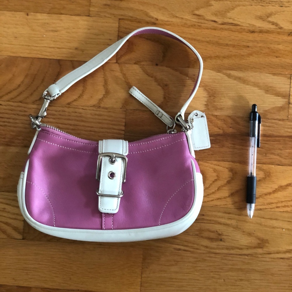 Small pink and white Coach purse